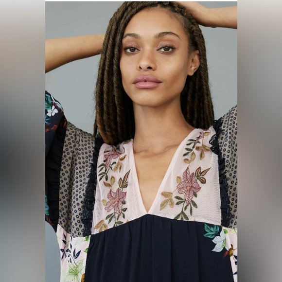 NWT Anthropologie Let Me Be Debra Floral Midi Dress Size MP Small Petite - Picture 4 of 15